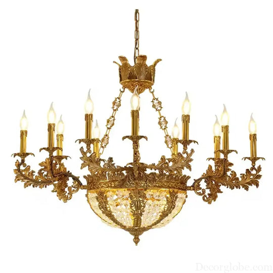 Baroque 9-Candle Copper Crystal Chandelier Chandelier