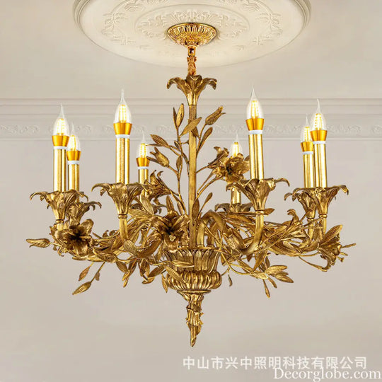 European Baroque Crystal Copper Branch Chandelier