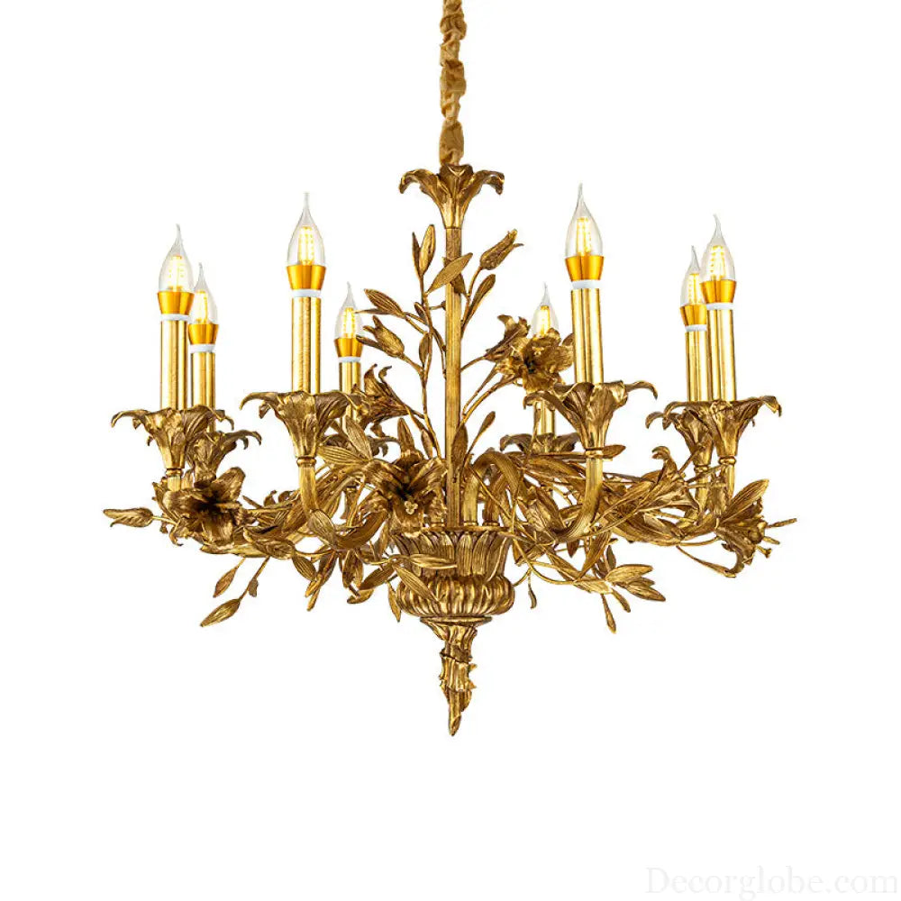 European Baroque Crystal Copper Branch Chandelier