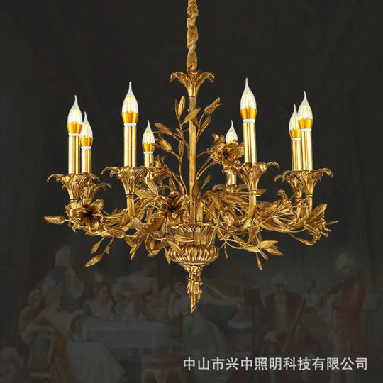 European Baroque Crystal Copper Branch Chandelier