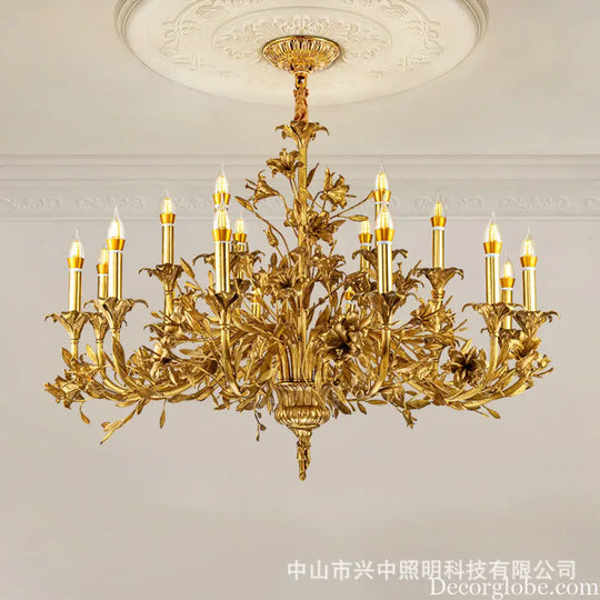 European Baroque Crystal Copper Branch Chandelier