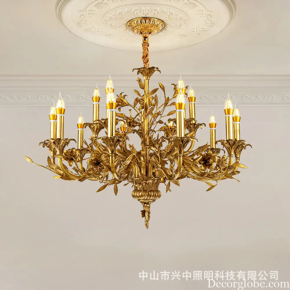 European Baroque Crystal Copper Branch Chandelier