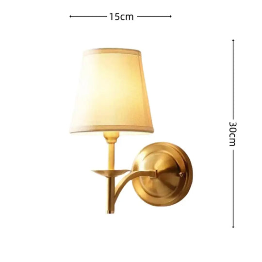 Simple Brass Fabric Wall Sconce Lamp Hotel Room Living Room Handmade Copper Wall Lighting Fixture Bedroom Reading Lamps