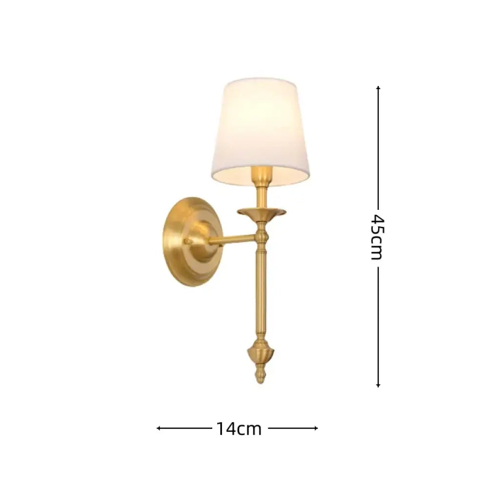 Simple Brass Fabric Wall Sconce Lamp Hotel Room Living Room Handmade Copper Wall Lighting Fixture Bedroom Reading Lamps