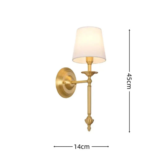 Simple Brass Fabric Wall Sconce Lamp Hotel Room Living Room Handmade Copper Wall Lighting Fixture Bedroom Reading Lamps