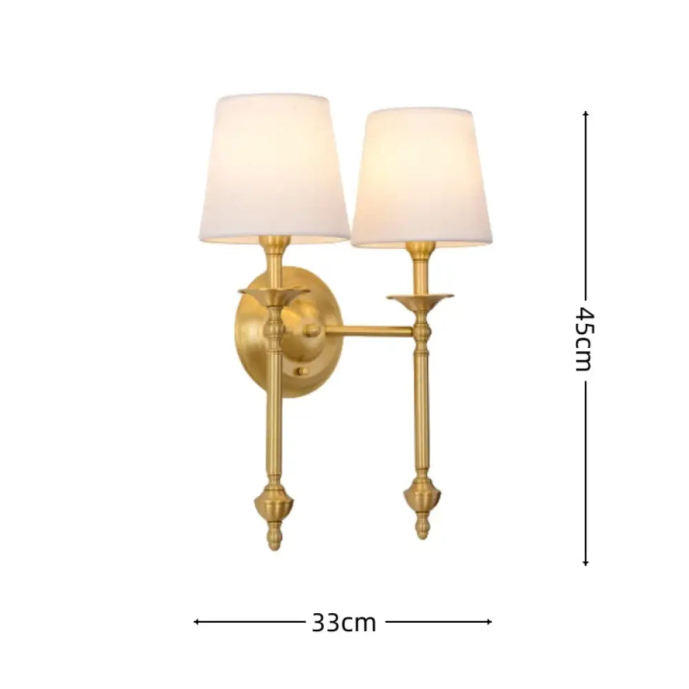 Simple Brass Fabric Wall Sconce Lamp Hotel Room Living Room Handmade Copper Wall Lighting Fixture Bedroom Reading Lamps