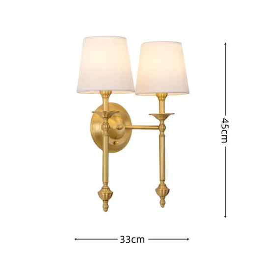 Simple Brass Fabric Wall Sconce Lamp Hotel Room Living Room Handmade Copper Wall Lighting Fixture Bedroom Reading Lamps