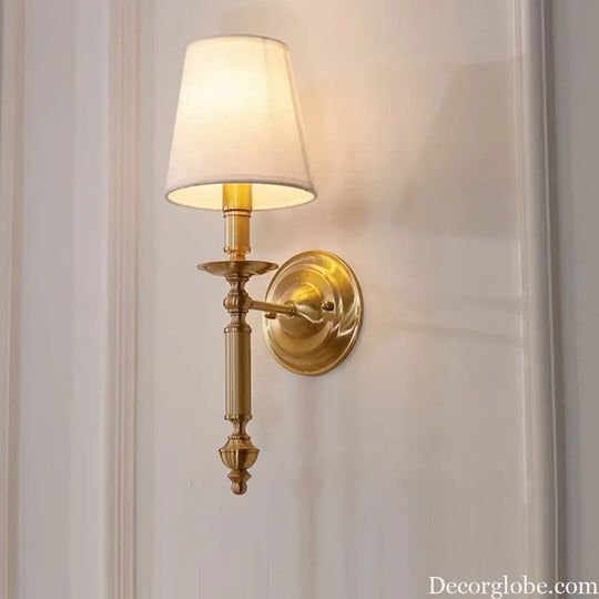 Simple Brass Fabric Wall Sconce Lamp Hotel Room Living Room Handmade Copper Wall Lighting Fixture Bedroom Reading Lamps