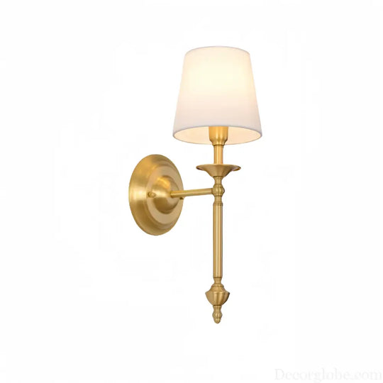 Simple Brass Fabric Wall Sconce Lamp Hotel Room Living Room Handmade Copper Wall Lighting Fixture Bedroom Reading Lamps