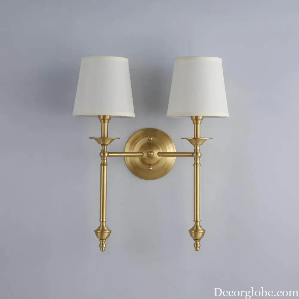Simple Brass Fabric Wall Sconce Lamp Hotel Room Living Room Handmade Copper Wall Lighting Fixture Bedroom Reading Lamps