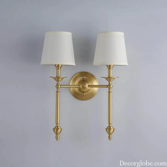 Simple Brass Fabric Wall Sconce Lamp Hotel Room Living Room Handmade Copper Wall Lighting Fixture Bedroom Reading Lamps