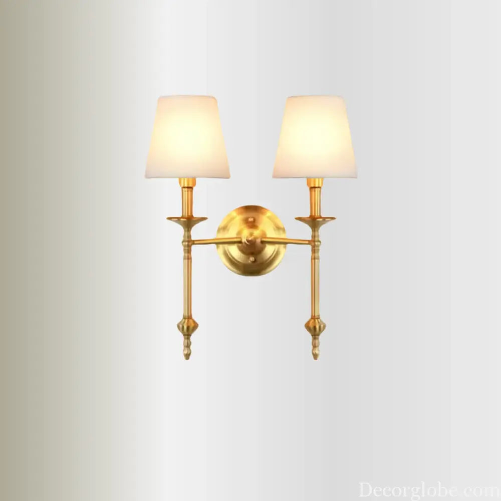 Simple Brass Fabric Wall Sconce Lamp Hotel Room Living Room Handmade Copper Wall Lighting Fixture Bedroom Reading Lamps