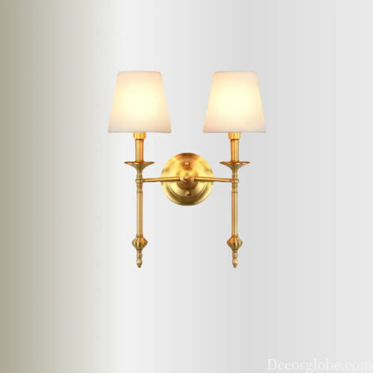 Simple Brass Fabric Wall Sconce Lamp Hotel Room Living Room Handmade Copper Wall Lighting Fixture Bedroom Reading Lamps