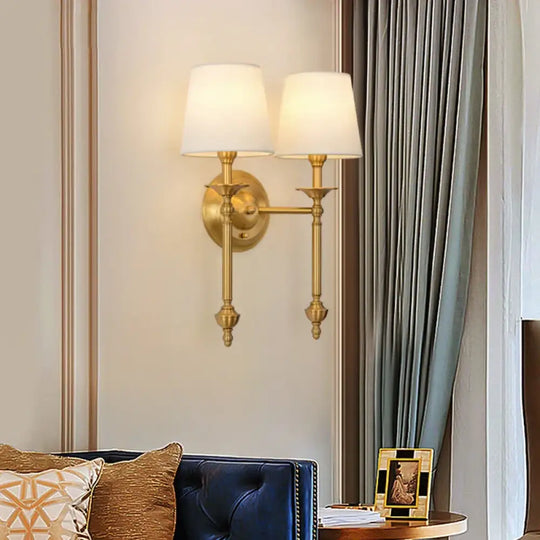 Simple Brass Fabric Wall Sconce Lamp Hotel Room Living Room Handmade Copper Wall Lighting Fixture Bedroom Reading Lamps