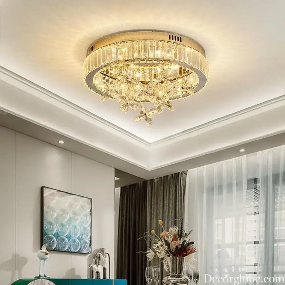 LED Light Luxury Crystal Ceiling Light Master Bedroom Atmospheric Lighting High End Decorative Fixture Balcony Entrance
