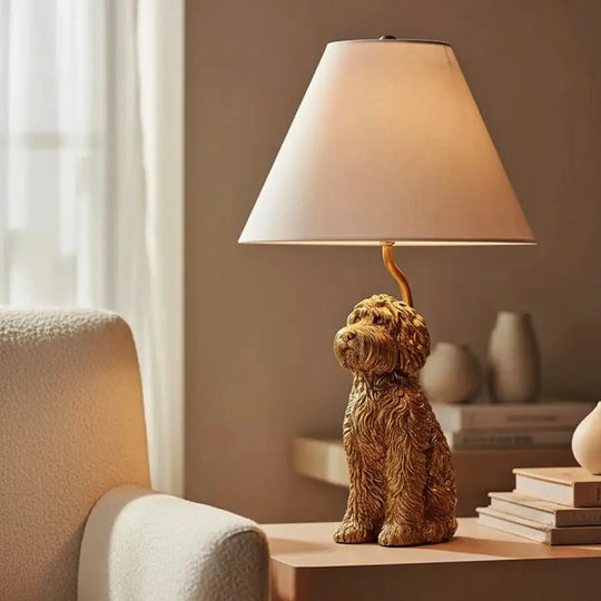 Nordic Italian Teddy Teddy Dog Table Lamp Creative Light Luxury Living Room Bedroom Study Puppy Decorative Table Lamp