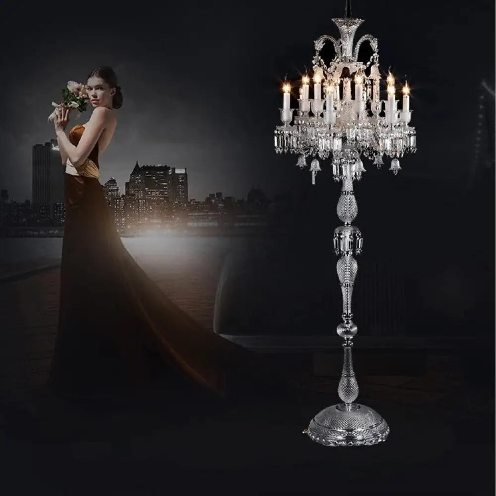 Luxury atmosphere Villa living room crystal floor lamp new European study bedroom American bedside floor lamp