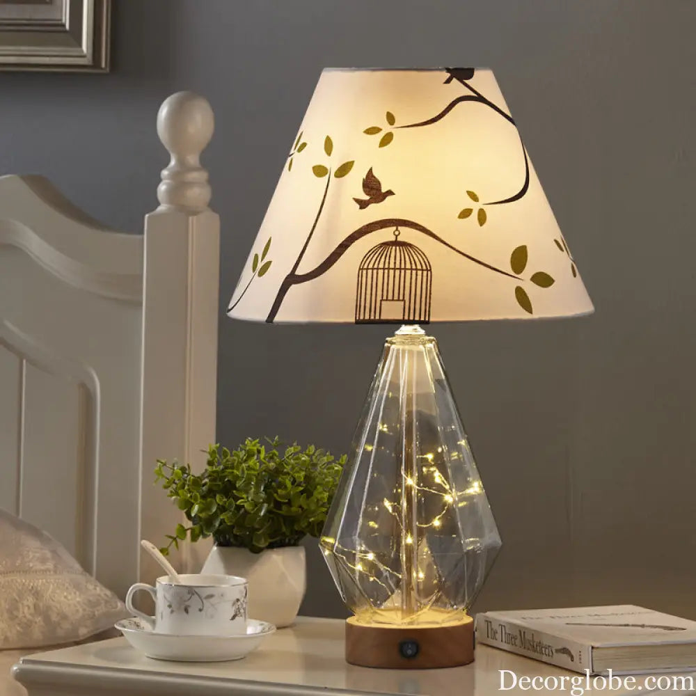 Simple Pastoral Style Warm Bedside Lamp USB Rechargeable Table Lamp for Home Use Romantic Ambiance Light Dimmable