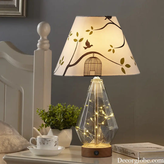 Simple Pastoral Style Warm Bedside Lamp USB Rechargeable Table Lamp for Home Use Romantic Ambiance Light Dimmable