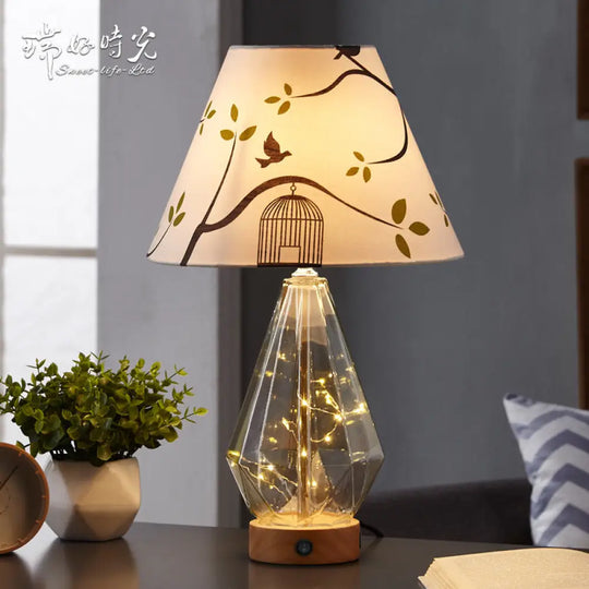 Simple Pastoral Style Warm Bedside Lamp USB Rechargeable Table Lamp for Home Use Romantic Ambiance Light Dimmable