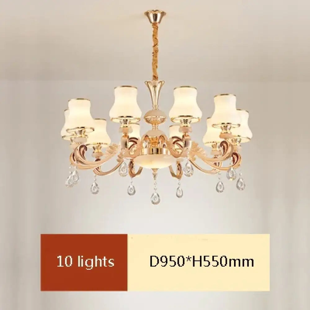 Big Crystal Chandelier for Duplex Villa and Hotel Lobby Lighting 10 lights / Warm light Chandelier