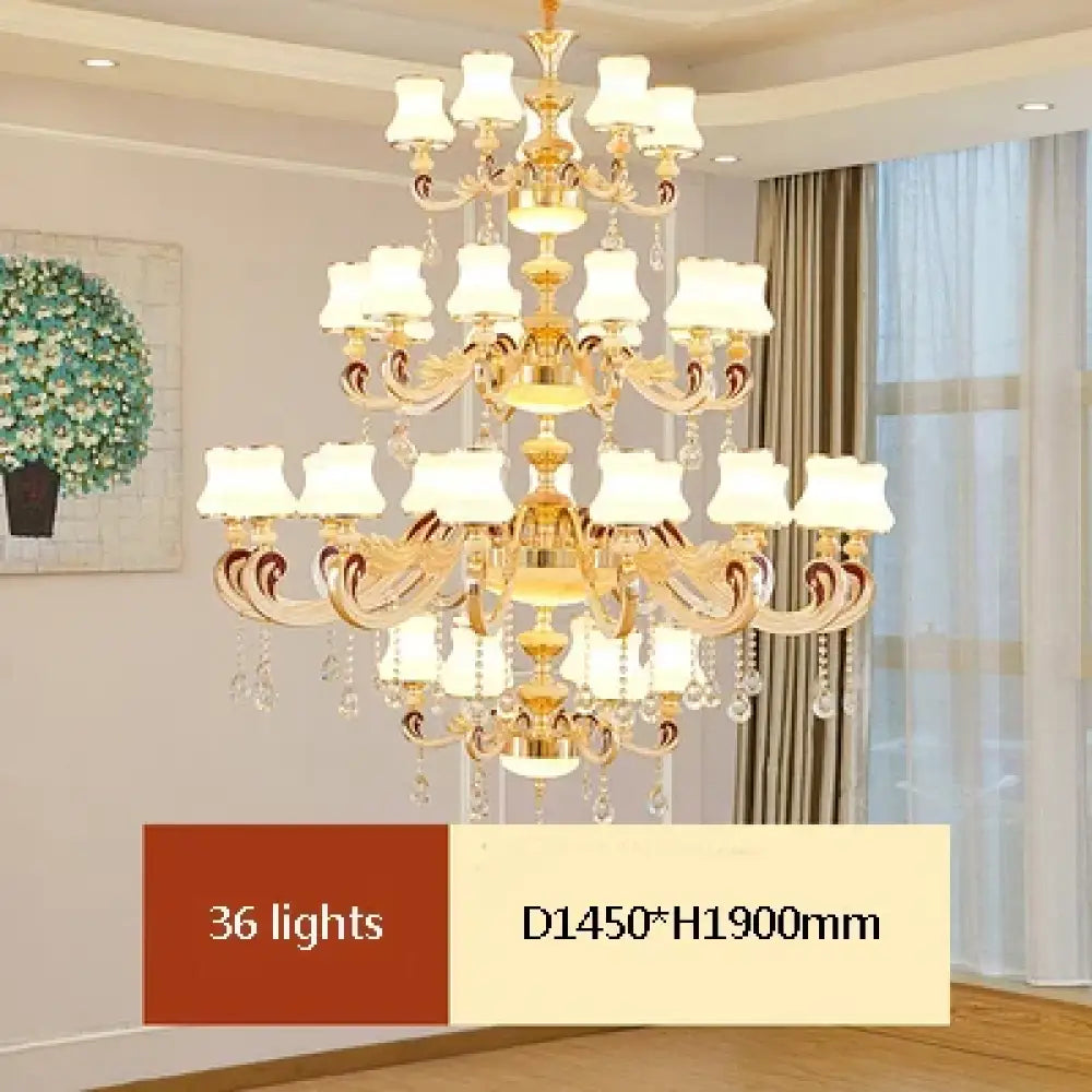 Big Crystal Chandelier for Duplex Villa and Hotel Lobby Lighting 36 lights / Neutral light Chandelier