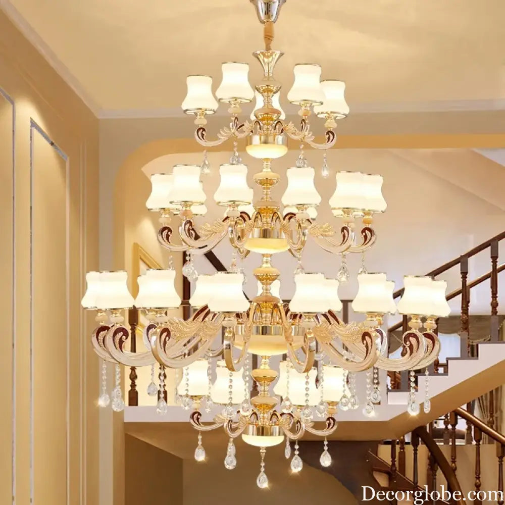Big Crystal Chandelier for Duplex Villa and Hotel Lobby Lighting Chandelier