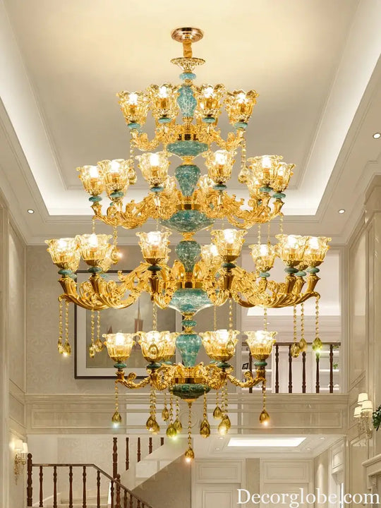 Big Duplex Crystal Chandelier for Villa Living Room and Lobby Chandelier