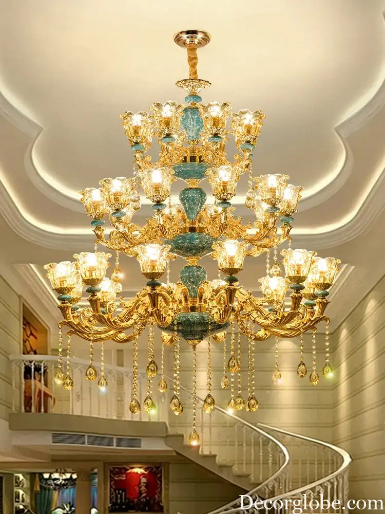 Big Duplex Crystal Chandelier for Villa Living Room and Lobby Chandelier
