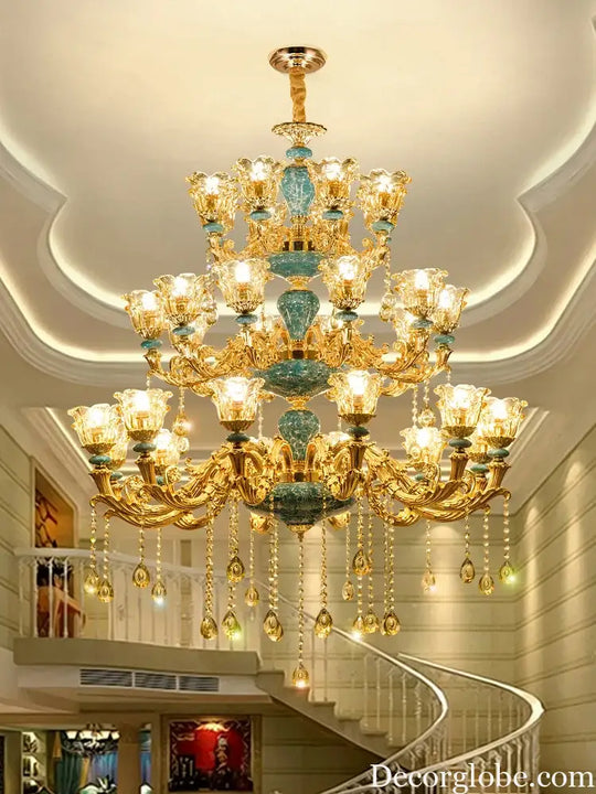 Big Duplex Crystal Chandelier for Villa Living Room and Lobby Chandelier