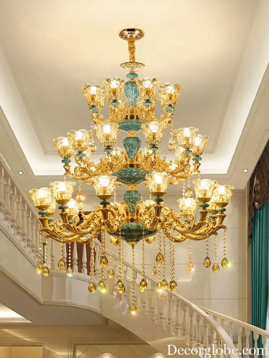 Big Duplex Crystal Chandelier for Villa Living Room and Lobby Chandelier