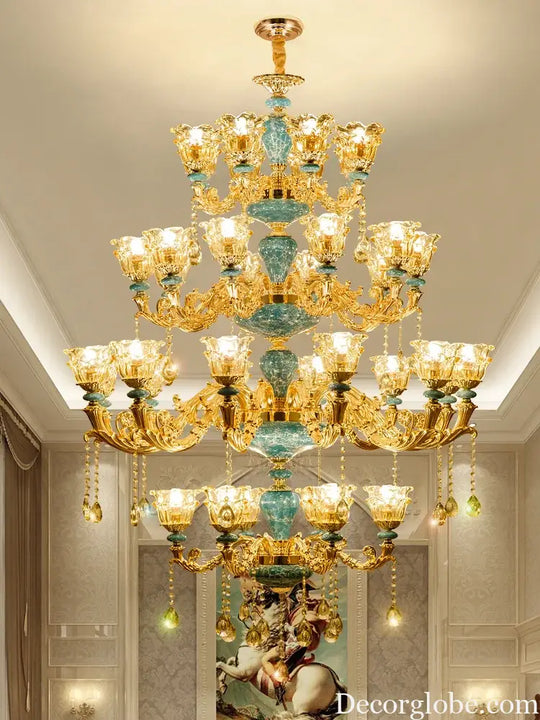 Big Duplex Crystal Chandelier for Villa Living Room and Lobby Chandelier
