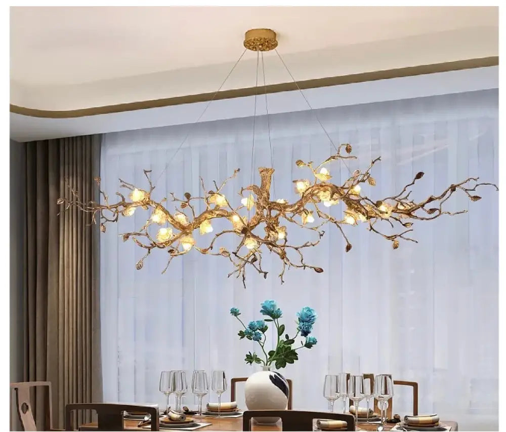 Luxury Bird &amp; Branch Crystal Ceiling Chandelier L200xW80xH70CM / Cold White Chandelier