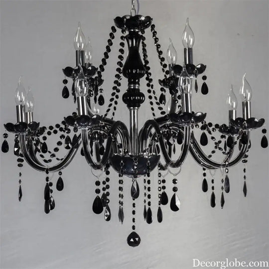 Black Candle Crystal Chandelier for Bedroom and Restaurant Lighting Chandelier