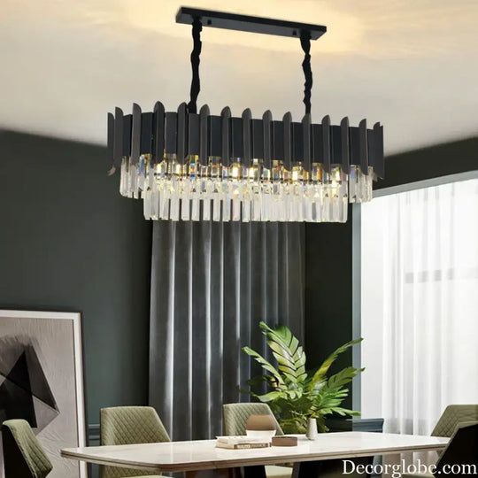 Elegant Black Crystal Chandelier - A Postmodern Light Luxury Addition for Modern Living Rooms and Bedrooms - DecorGlobe