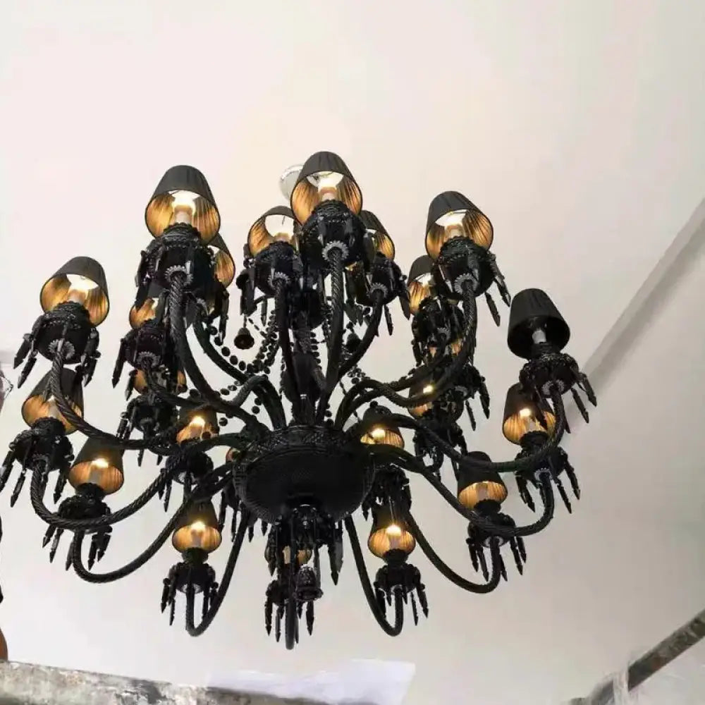 Black Crystal Chandelier for Dining Room and Bedroom Lighting 15 lights B / Changeable Chandelier