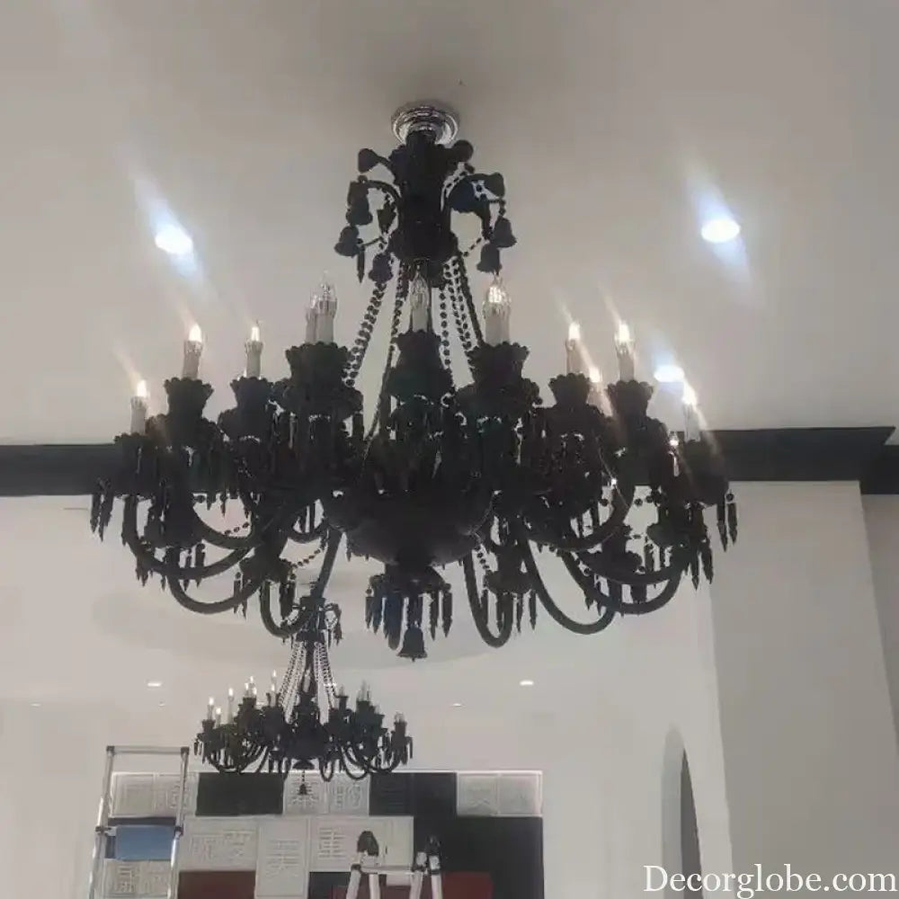 Black Crystal Chandelier for Dining Room and Bedroom Lighting Chandelier