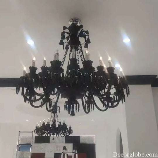 Black Crystal Chandelier for Dining Room and Bedroom Lighting Chandelier