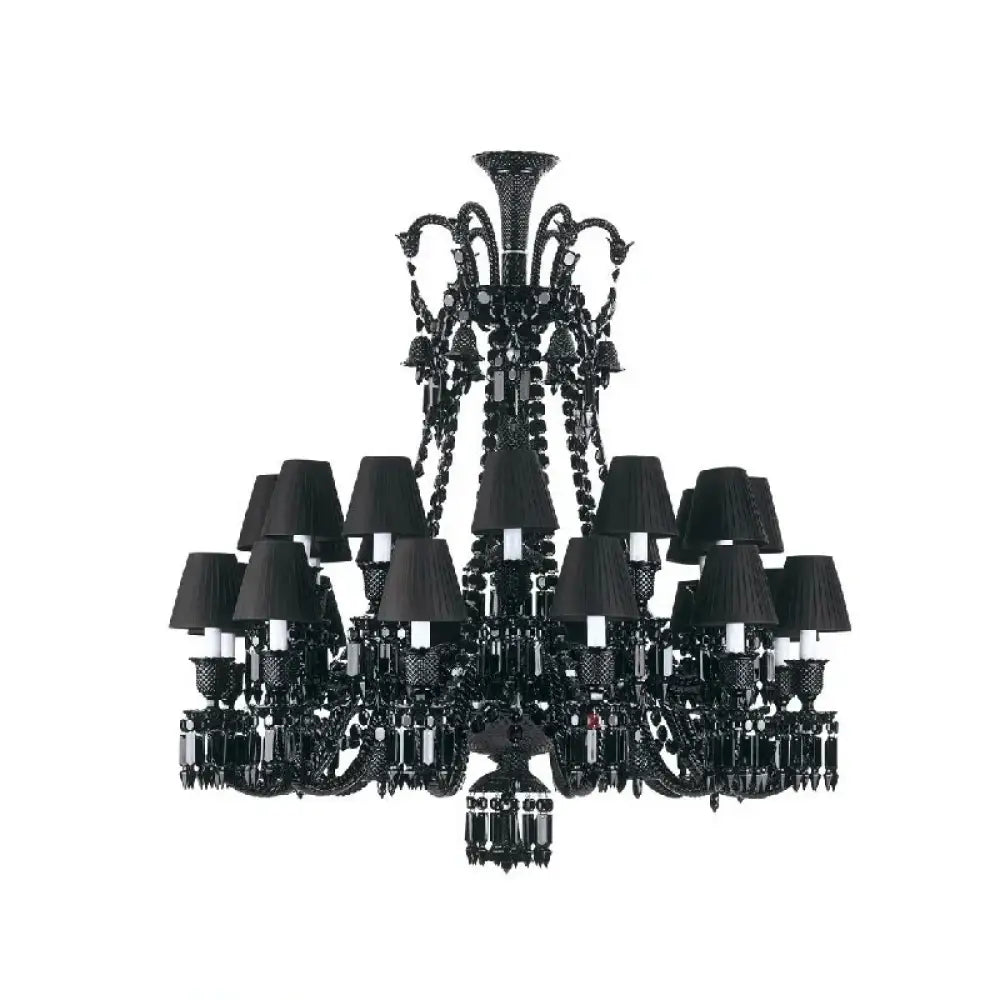 Black Crystal Chandelier for Dining Room and Bedroom Lighting 24 lights B / Changeable Chandelier