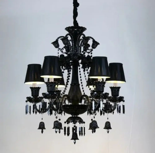 Black Crystal Chandelier for Dining Room and Bedroom Lighting 6 lights B / Changeable Chandelier