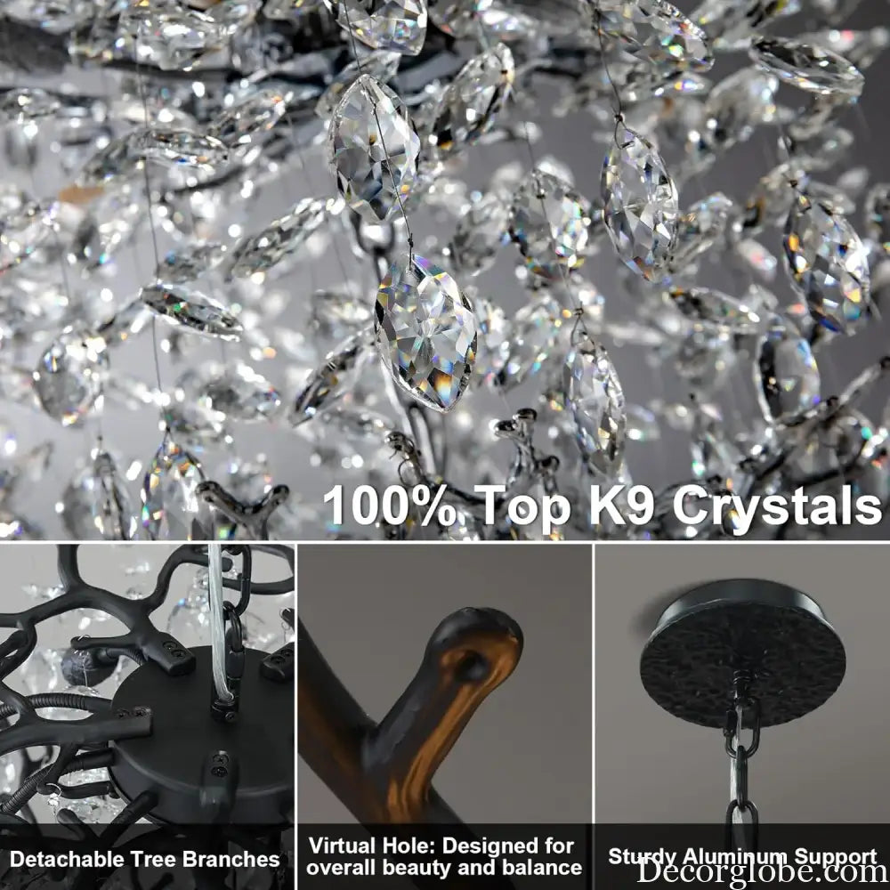 Black Crystal Tree Branch Chandelier for Staircase and Foyer chandelier