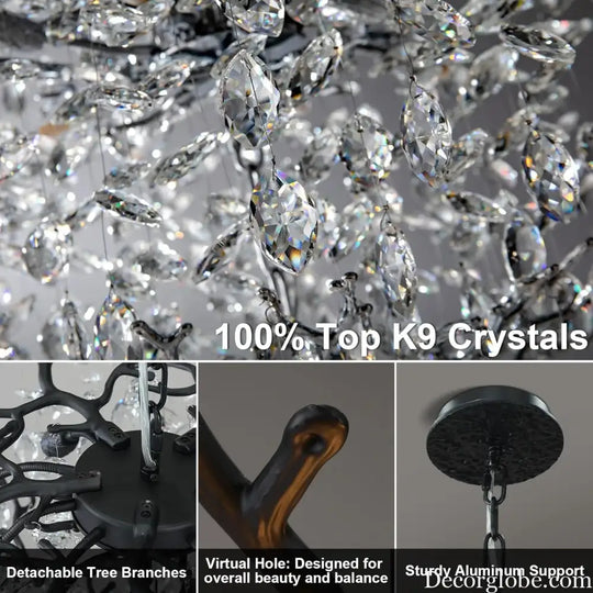 Black Crystal Tree Branch Chandelier for Staircase and Foyer chandelier