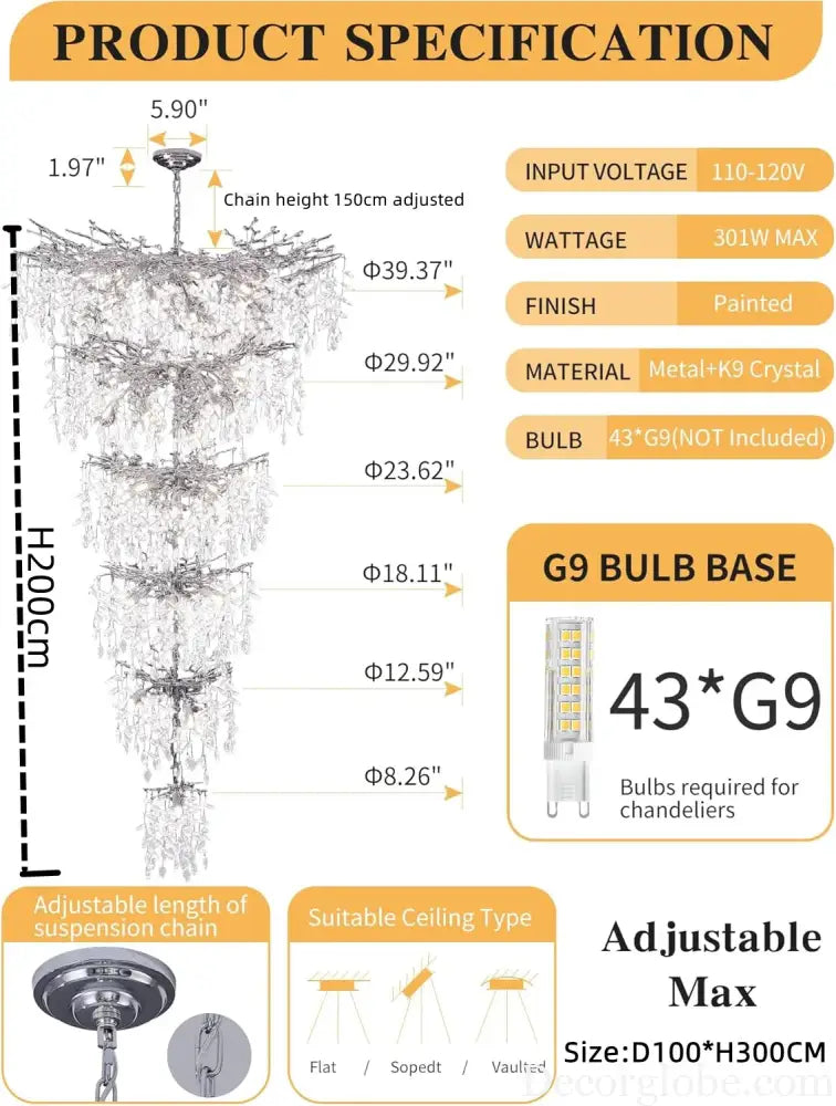 Black Crystal Tree Branch Chandelier for Staircase and Foyer chandelier