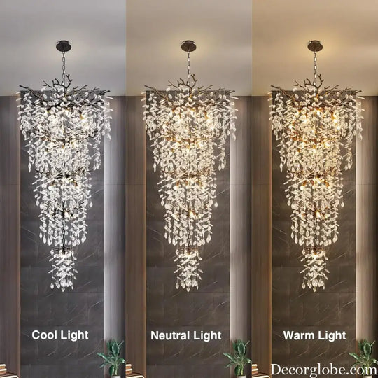 Black Crystal Tree Branch Chandelier for Staircase and Foyer chandelier