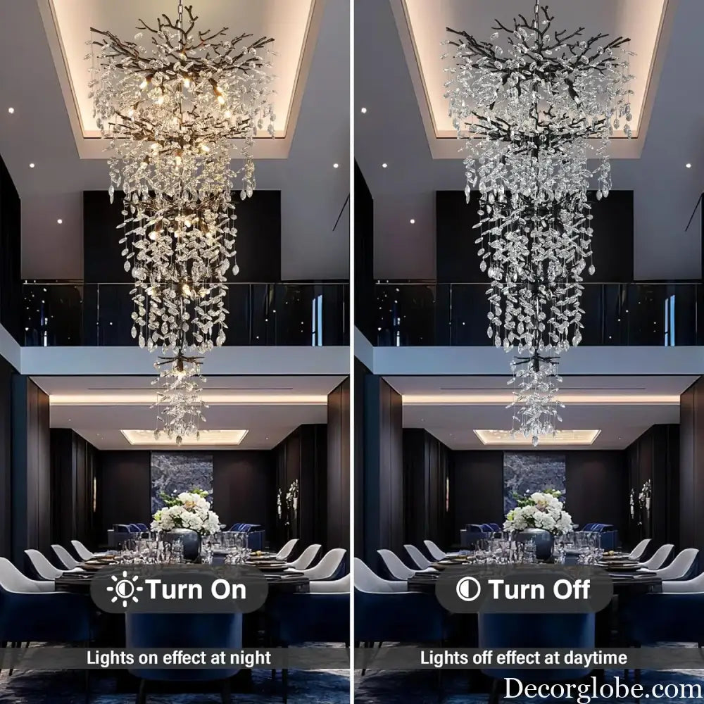 Black Crystal Tree Branch Chandelier for Staircase and Foyer chandelier