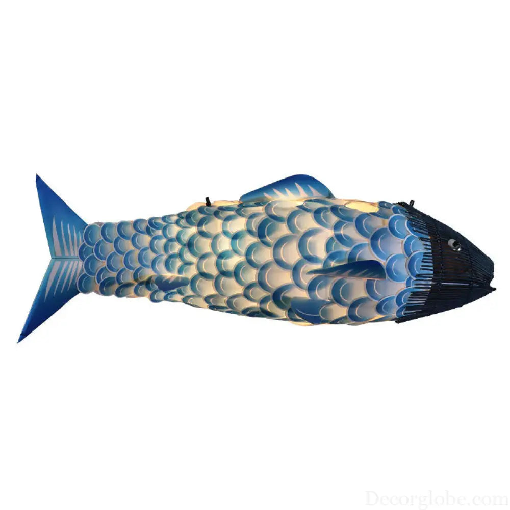 Blue Carp Art Deco Pendant Light Kit with Metal Shade - Hanging Ceiling Light Blue