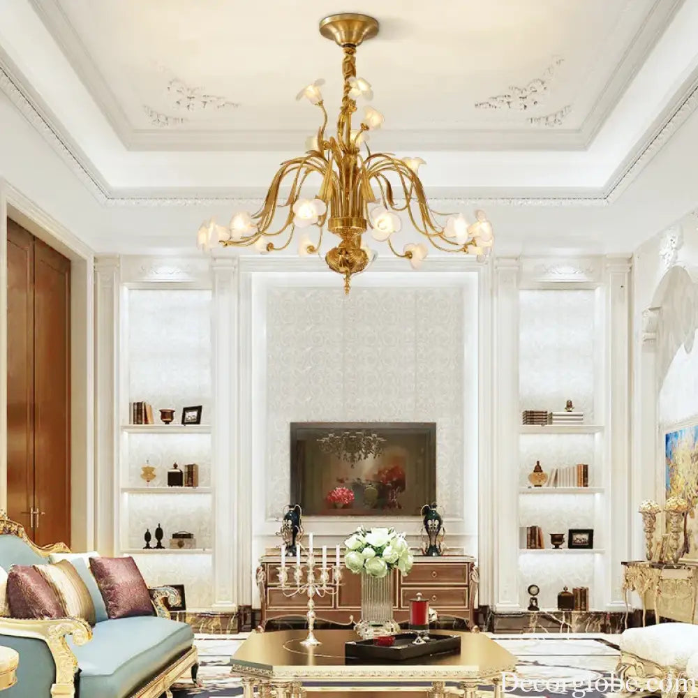 Luxury Brass Ceramic Retro Chandelier for Living and Dining chandelier
