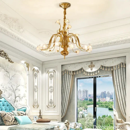 Luxury Brass Ceramic Retro Chandelier for Living and Dining chandelier