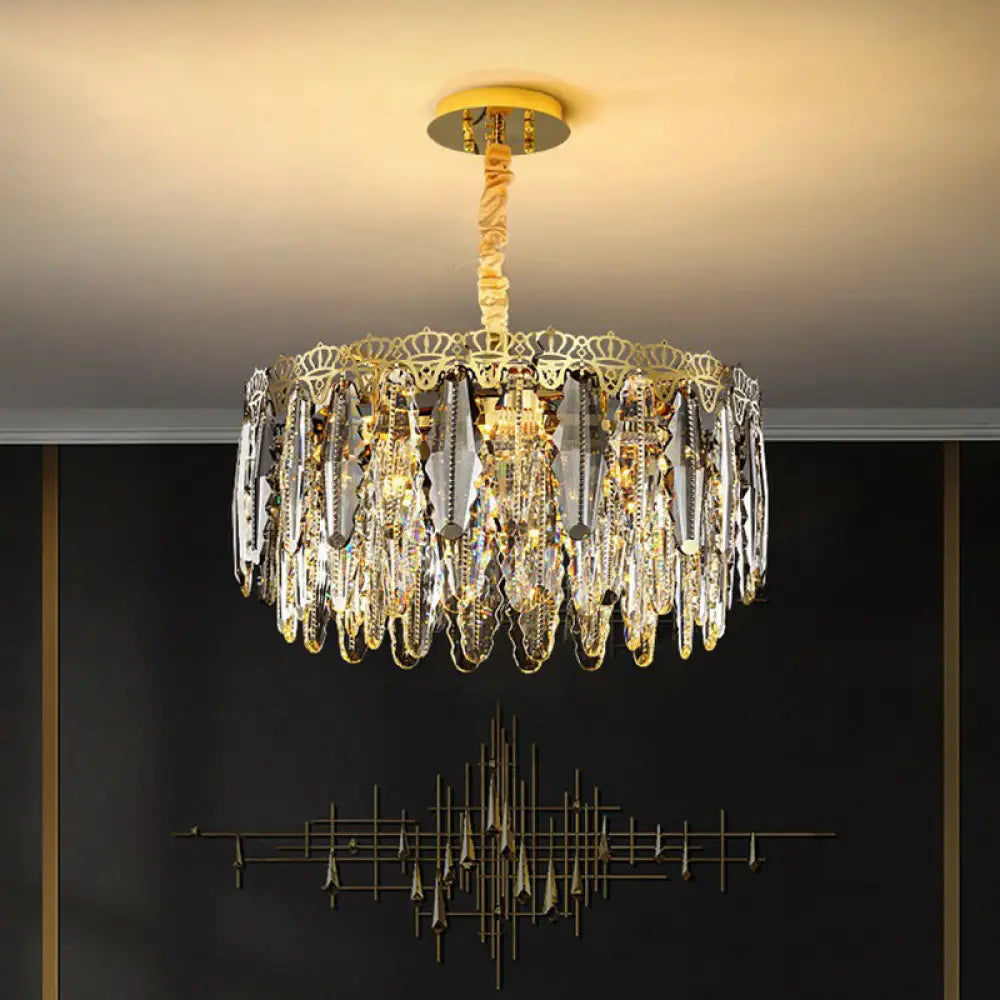 Brynlee Elegance Blooms: Crystal Leaf Pendant Light - DecorGlobe