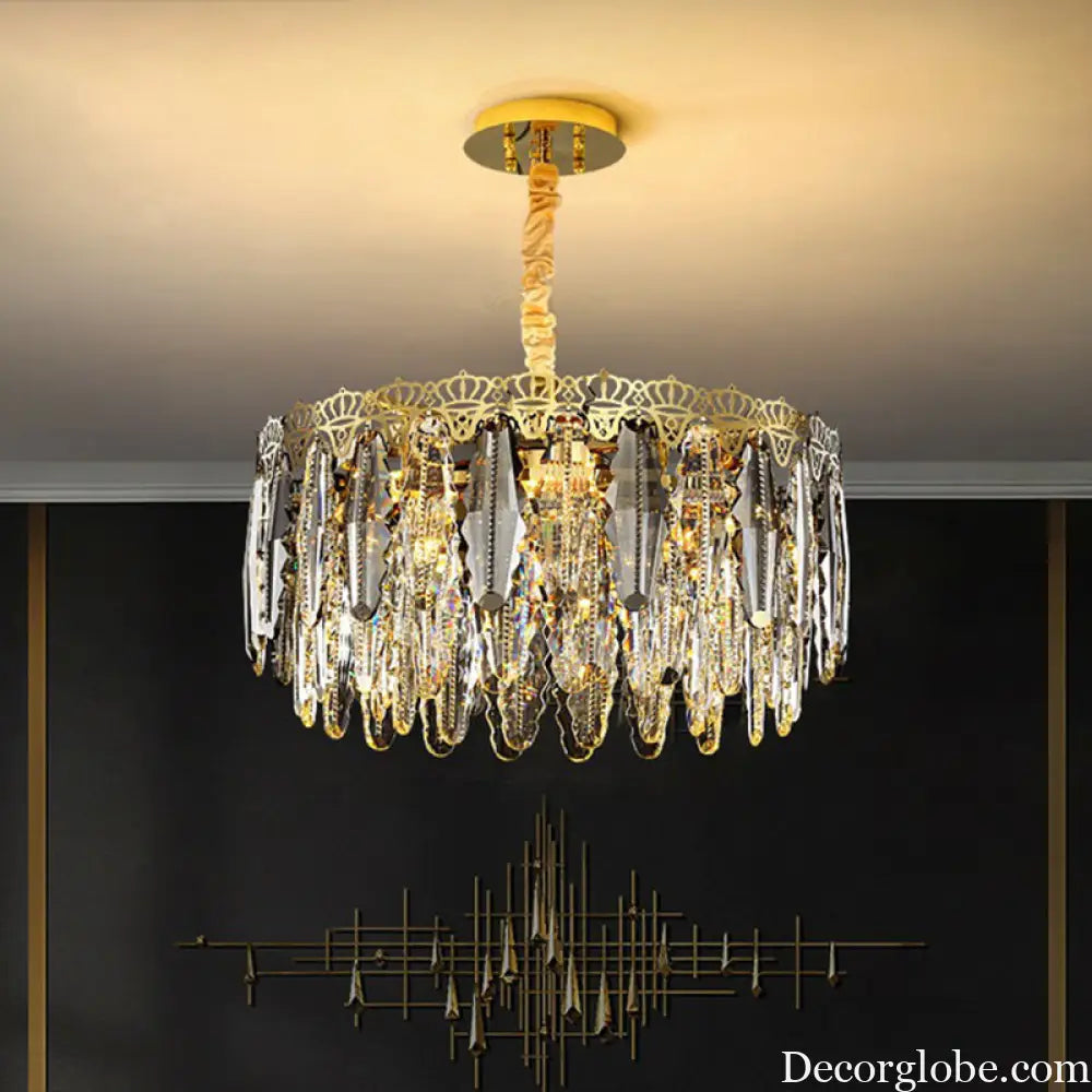 Brynlee Elegance Blooms: Crystal Leaf Pendant Light - DecorGlobe